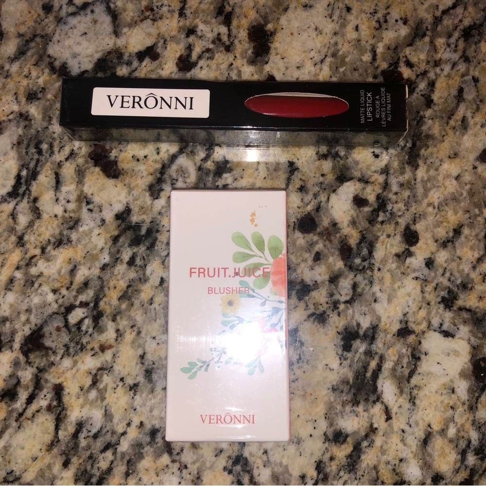 🔥2/$30🔥*SEALED* Veronni Fruit Juice Blusher + Matte Liquid Lipstick Bundle Lot